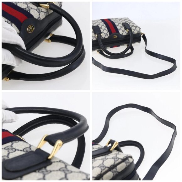 GUCCI GG Supreme Sherry Line Shoulder Bag PVC 2way Navy Gold 010 378 Auth 145988 - Picture 16 of 16